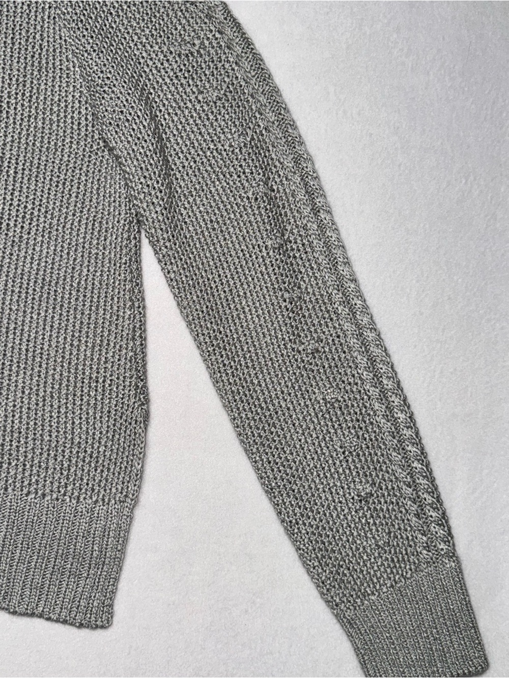 Miou Muse Cold Shoulder Silk-Knit Mock Neck Sweater Grey Women Sz L - Picture 8 of 11